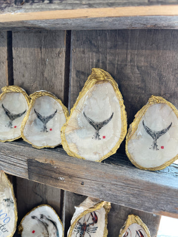 Tuna tail over chart oyster shell