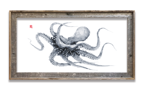 Framed octopus   41 x 22  framed print