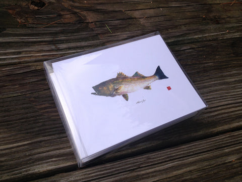 Set of 8 Striped Bass note cards