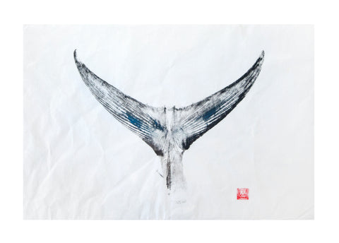 Tuna Tail Original Print with Blue Ink Detail- Unframed
