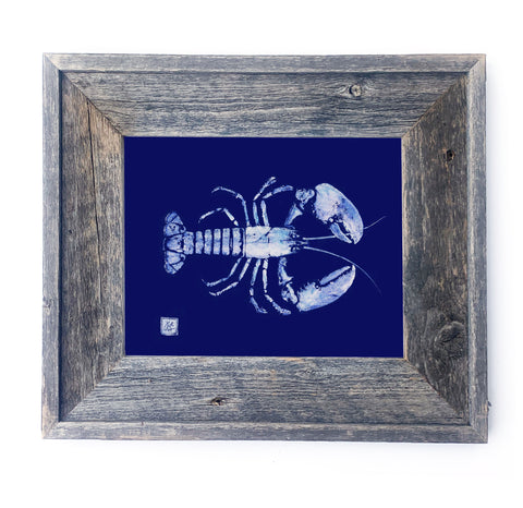 16 x 13 Framed white on blue Lobster