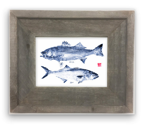 Small Framed Blue Striper & Blue