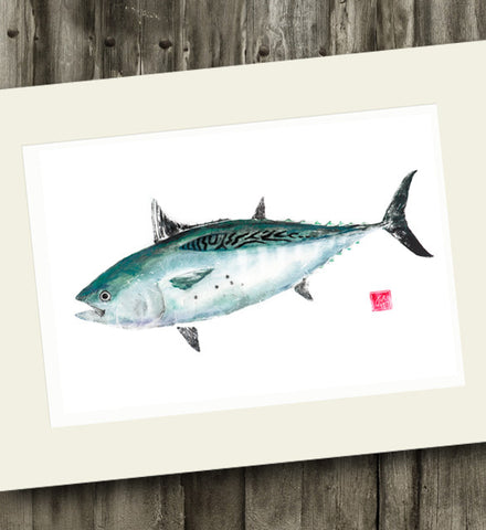 14 x11 Colored False Albacore Gyotaku Archival Print