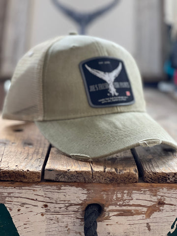 Distressed olive  Tuna Patch Trucker Hat-