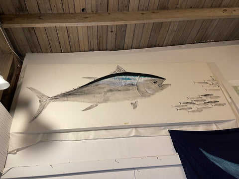 Bluefin tuna chasing baitfish- Original Framed Print