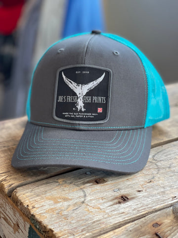 Charcoal/Teal Tuna Patch Trucker Hat-