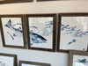 Copy of Framed Striped bass Chasing Macs triptych indigo