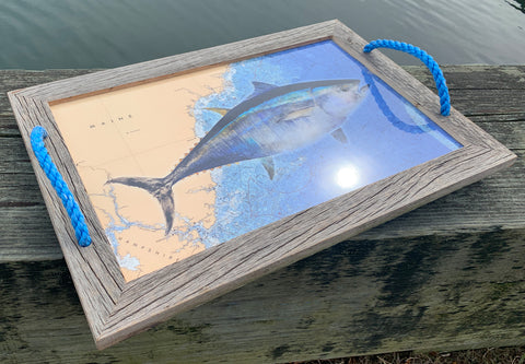 Maine coast tuna tray serving tray with rope handles