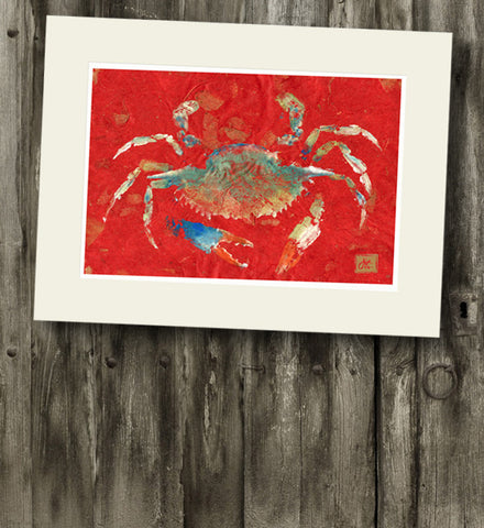 14 x11 Blue Crab Gyotaku Archival Print