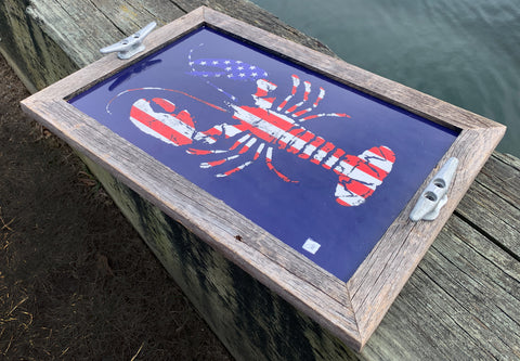 American lobster  serving tray with cleat handles