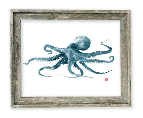 26 x 22 framed teal octopus