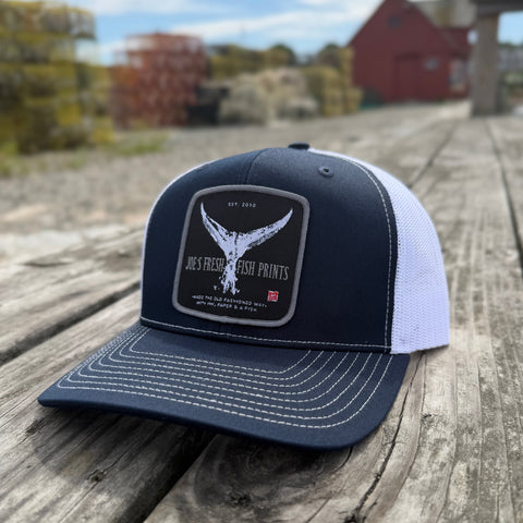 Navy/white Striped Bass Trucker Hat-