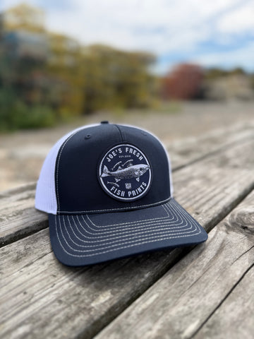 Navy/white Striped Bass Trucker Hat-