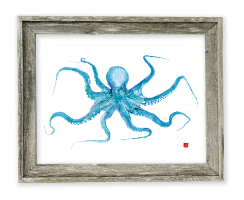 26 x 22 framed Aqua Octopus
