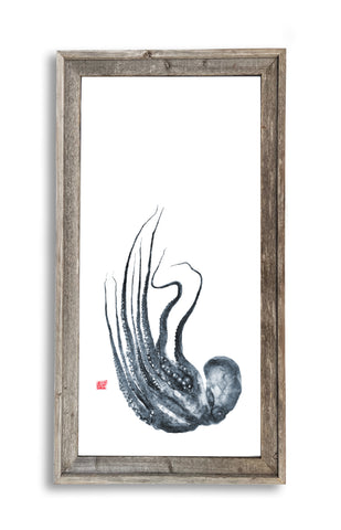 Framed floating  octopus  41 x 22  framed print