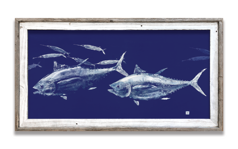 Framed Tuna chasing ballyhoo  41 x 22  framed print