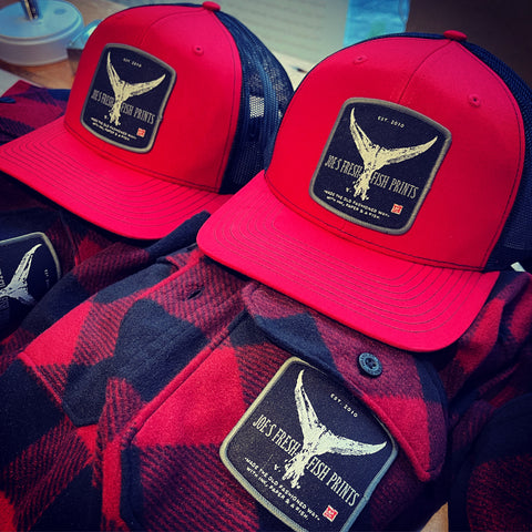 Bluefin Patch Trucker Hat- red and black