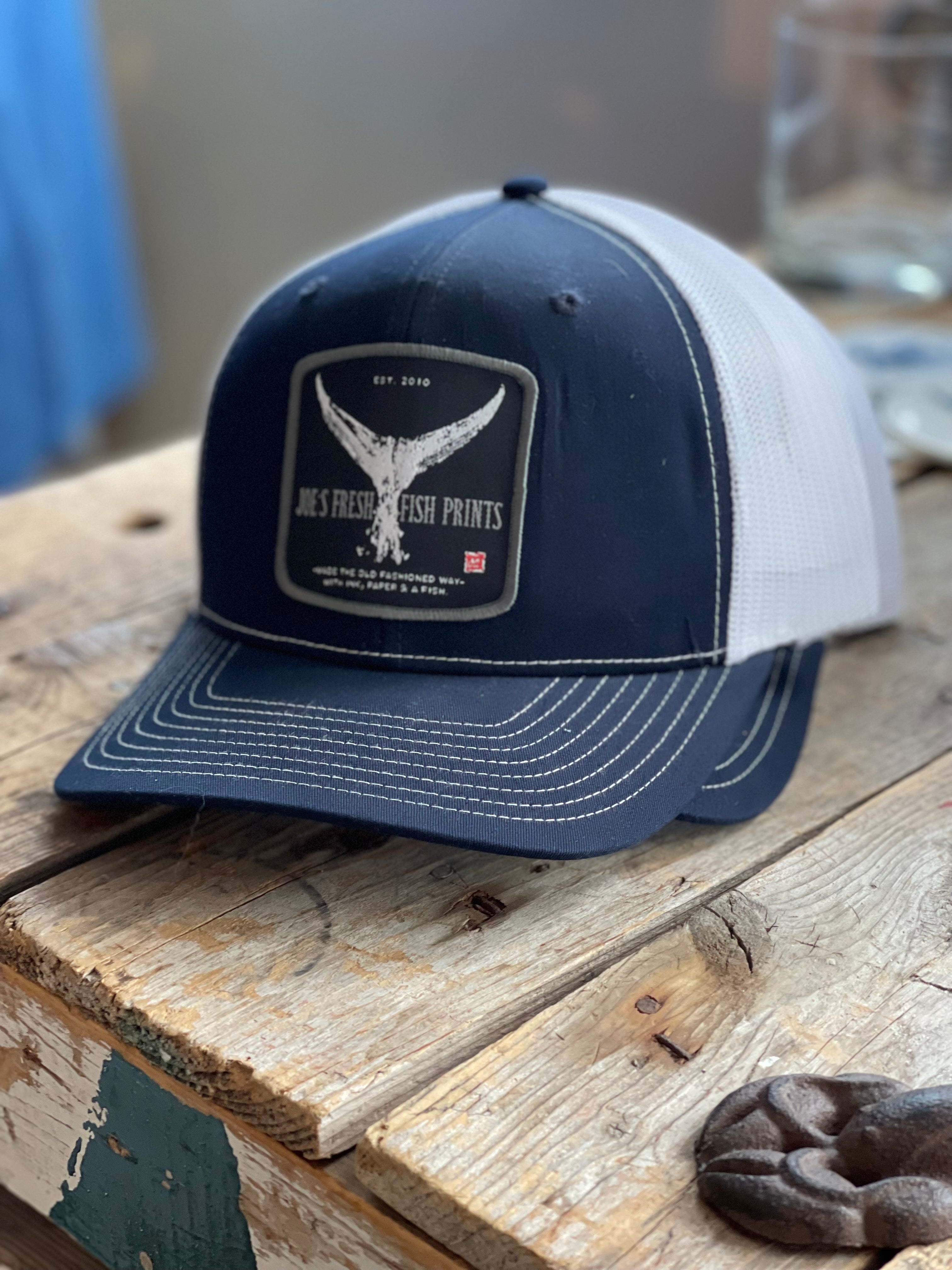 Navy/white Tuna Patch Trucker Hat- – fishedimpressions