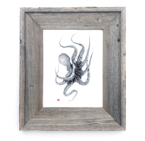 16 x 13 Framed Indigo Octopus