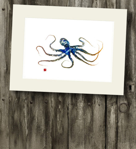 14 x11 Octopus Gyotaku Archival Print