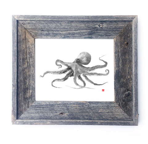 16 x 13 Framed Grey Octopus