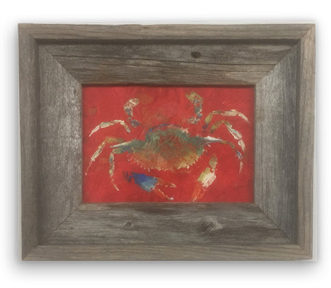 Small Framed Bluecrab on Red