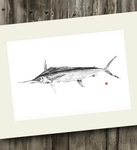 11 x 14 White Marlin Gyotaku Archival Print