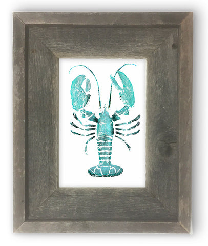 Small Framed teal lobster